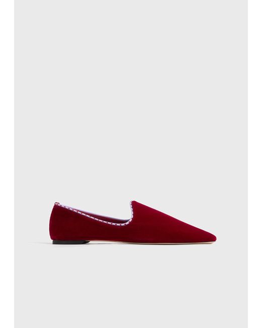 Totême Red Velvet Venetian Slippers