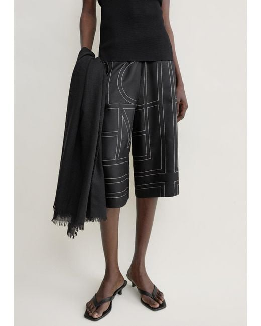 Totême Black Monogram Silk Pj Culottes