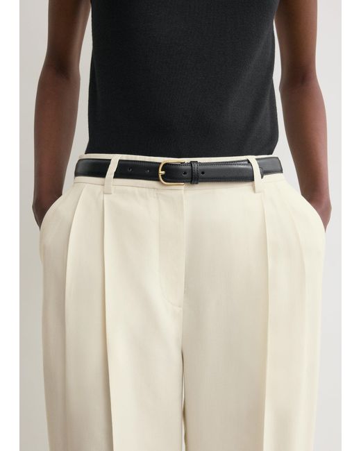 Totême  White Slim Leather Trouser Belt