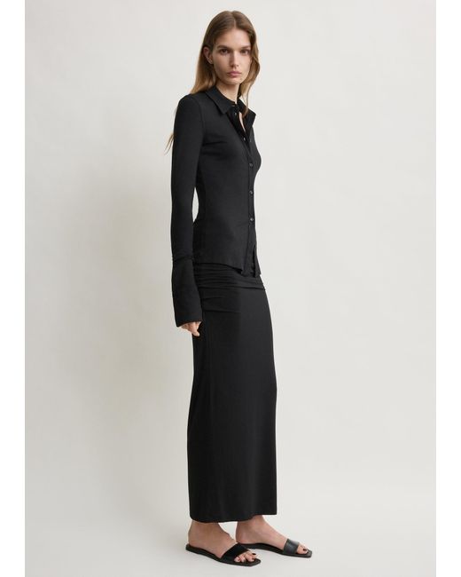 Totême Black Draped Jersey Skirt