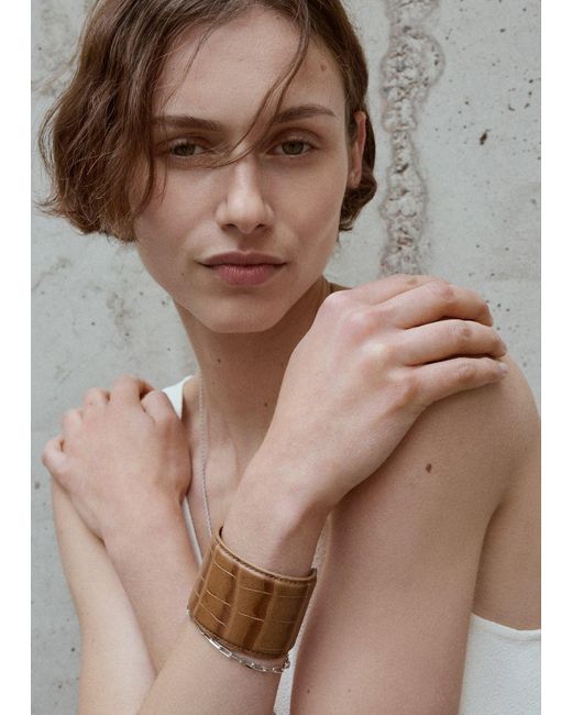 Totême White Croco-Embossed Cuff