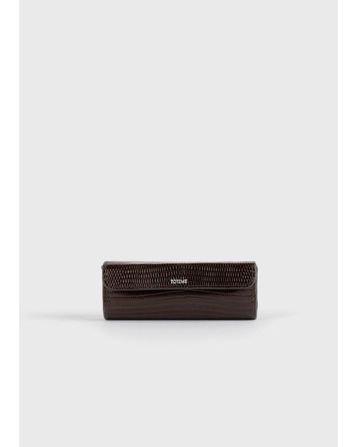 Totême White Lizard-Embossed Lipstick Case