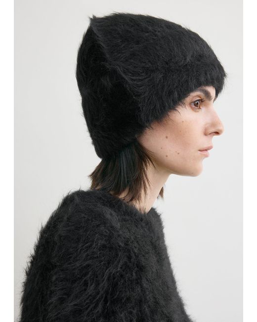Totême Black Alpaca Knit Beanie