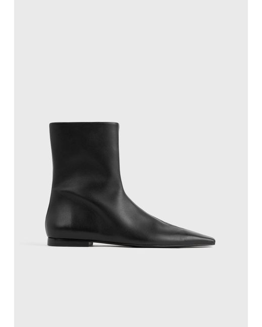 Totême Black Zipped Leather Chelsea Boots