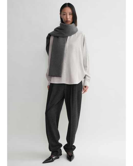 Totême  Gray Wide Classic Wool Scarf Mid