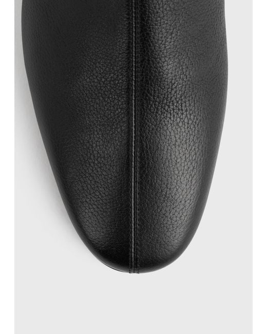 Totême  Black Grained-Leather Ankle Boots