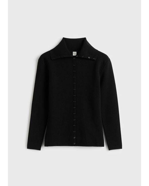 Totême Black Fitted Polo Cardigan