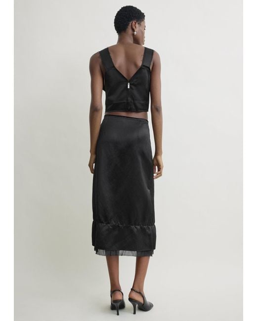 Totême Black Cropped Satin Camisole