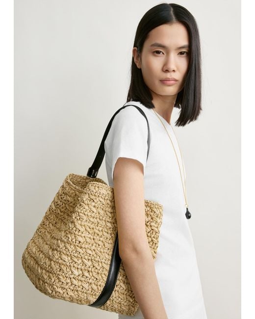 Totême  Metallic Medium Belted Paper Raffia Tote