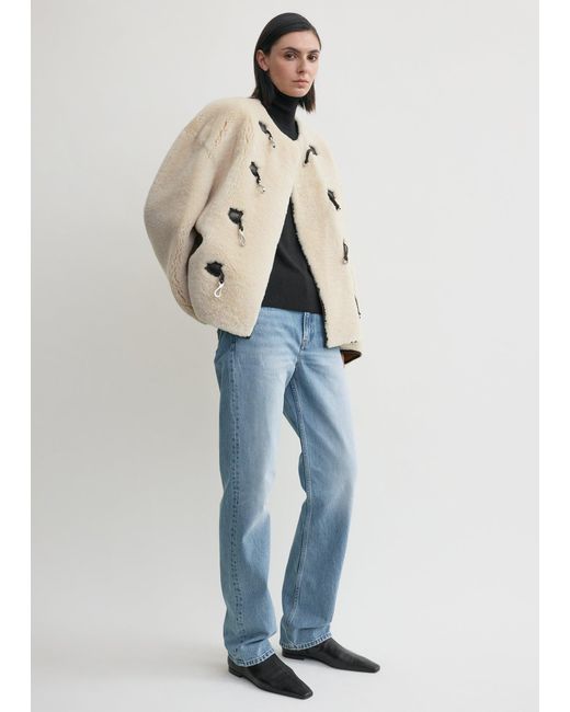 Totême Blue Teddy Shearling Clasp Jacket