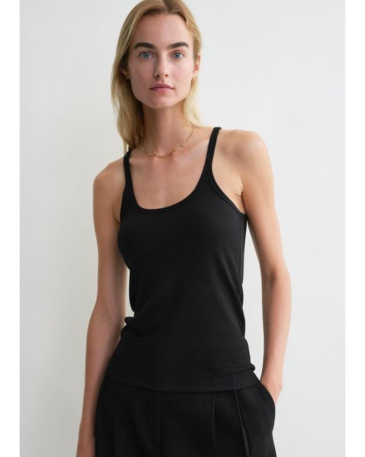 Totême  Black Scoop Neck Rib Tank