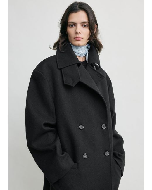 Totême  Black Broad Peacoat