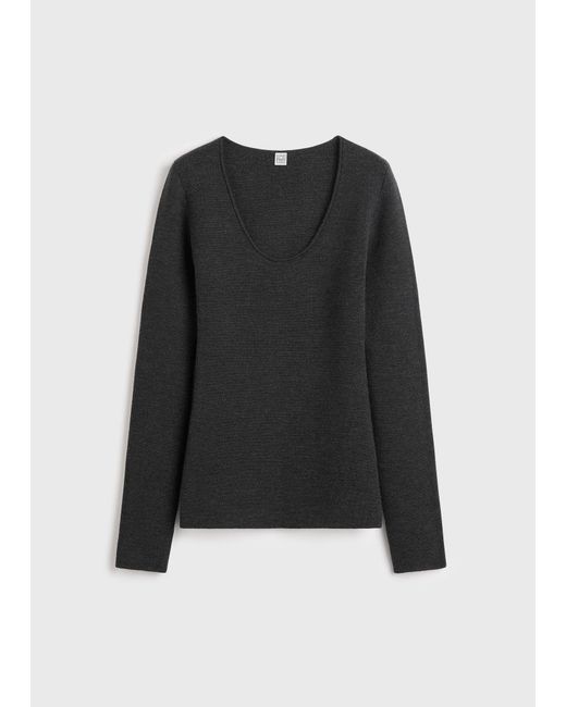 Totême Multicolor Compact Knit Top Charcoal