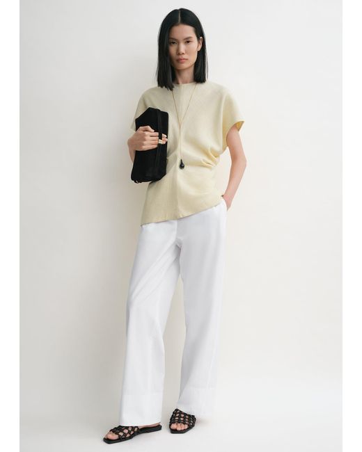 Totême White Slouch Waist Basketweave Top