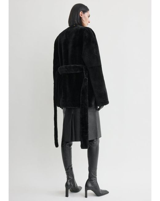 Totême Black Plush Shearling Jacket