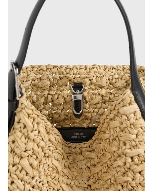 Totême  Metallic Small Belted Paper Raffia Tote