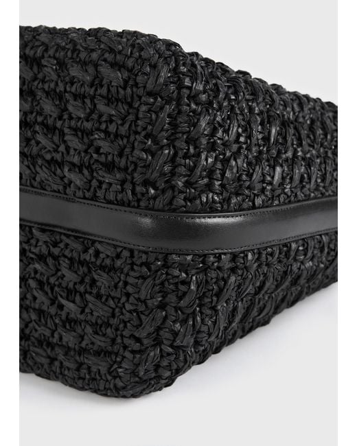 Totême Black Medium Belted Paper Raffia Tote
