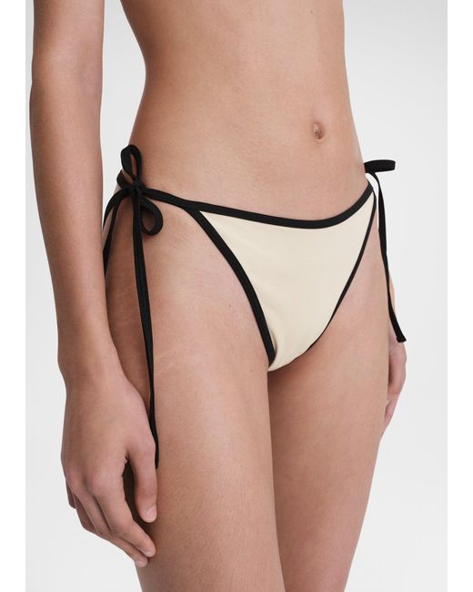 Totême White Stripe Tie Bikini Bottoms