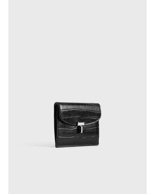Totême White T-Lock Croco-Embossed Cardholder