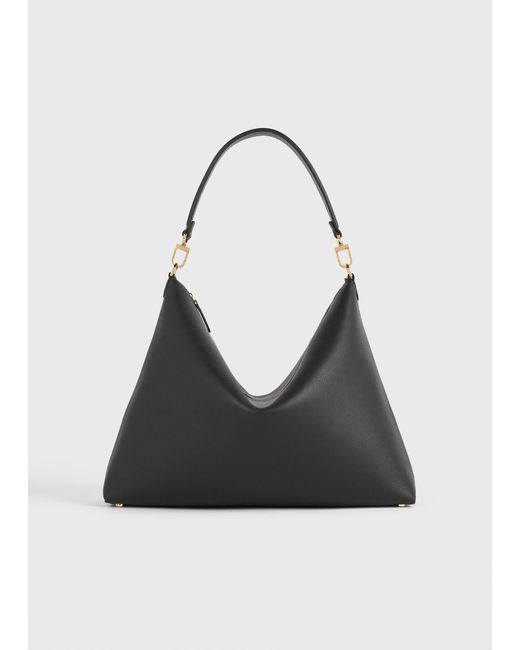 Totême  Black Medium Bevel Grained-Leather Bag