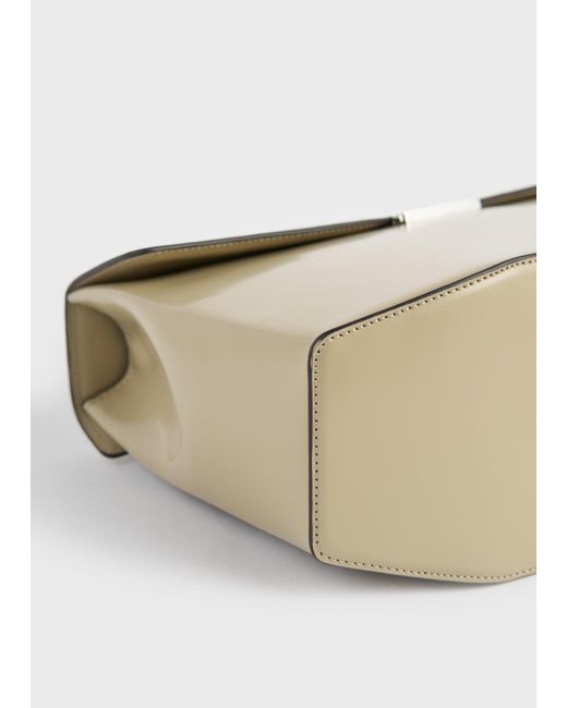 Totême White Clip Polished-Leather Top Handle