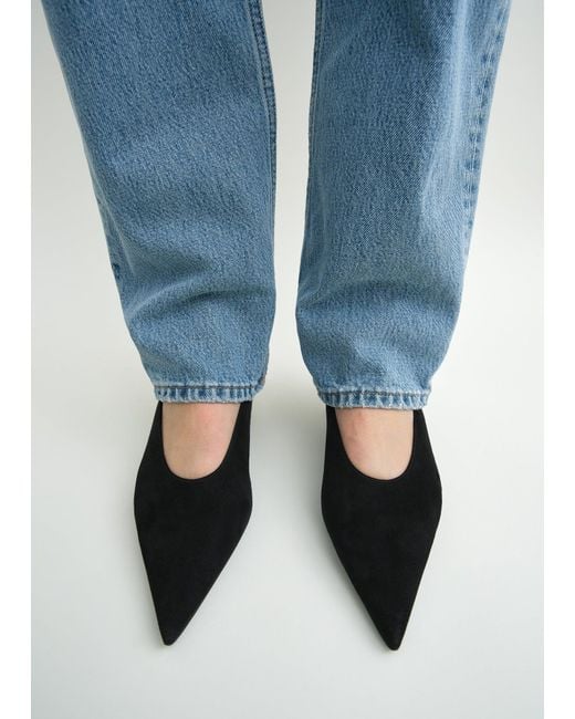 Totême White Sharp Suede Kitten Pumps