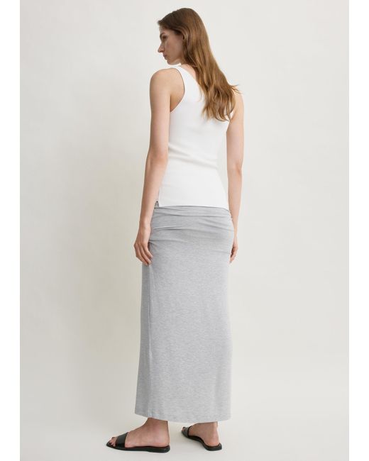 Totême White Draped Jersey Skirt Pale Mélange