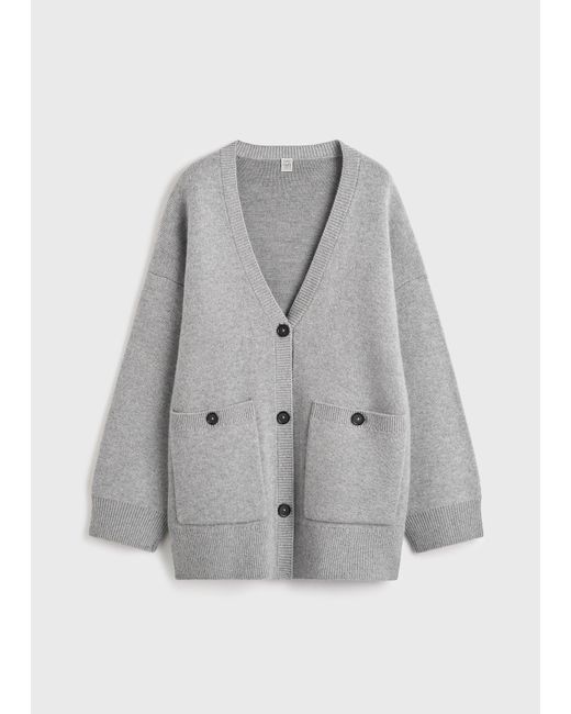 Totême Gray Longline Cardigan Pale