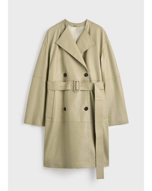 Totême  Natural Collarless Leather Coat