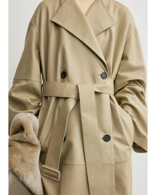 Totême  Natural Collarless Leather Coat