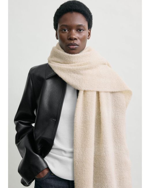 Totême Natural Monogram Jacquard Scarf Ecru