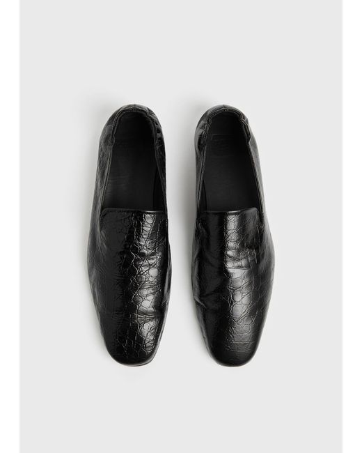 Totême White Soft Croco-Embossed Loafers