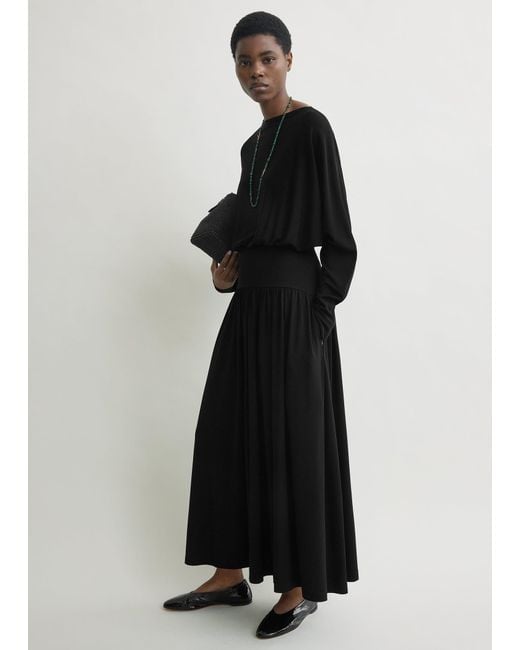 Totême Black Boatneck Jersey Dress