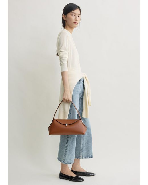 Totême  Brown T-Lock Grained-Leather Shoulder