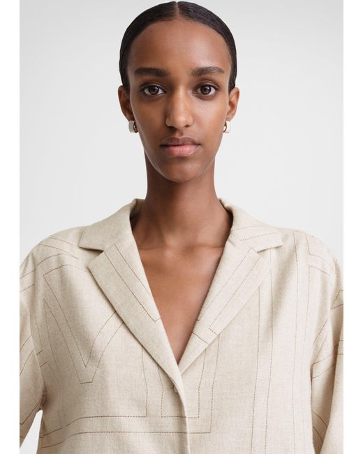 Totême  Natural Monogram Flannel Pj Top