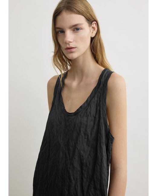 Totême Black Crinkled Cotton Tank Dress