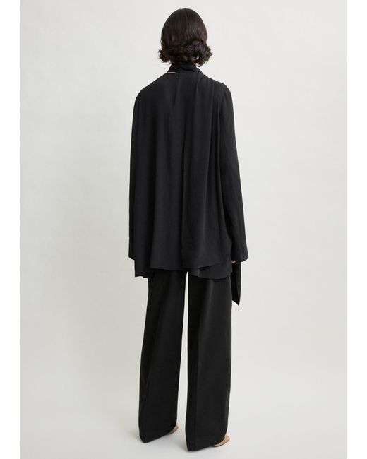 Totême  Black Draped Scarf Blouse
