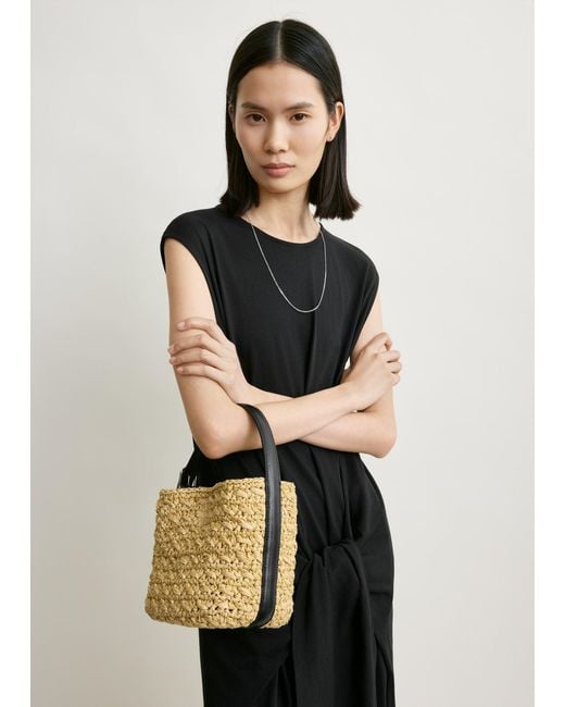 Totême  Metallic Small Belted Paper Raffia Tote