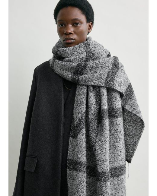 Totême Gray Monogram Jacquard Scarf