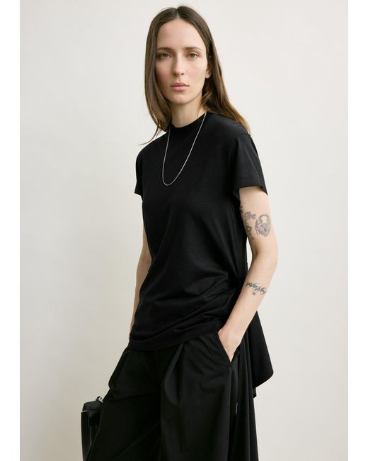 Totême Black Tie-Waist Jersey Top