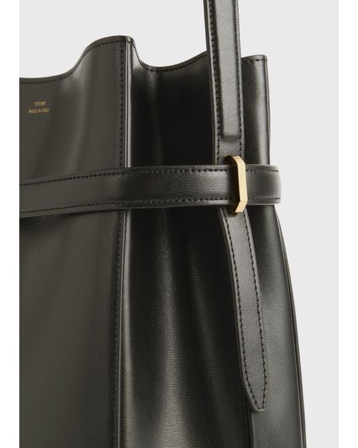 Totême  Black Belted Leather Bucket Bag