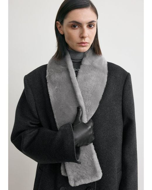 Totême  Gray Shearling Tuxedo Scarf