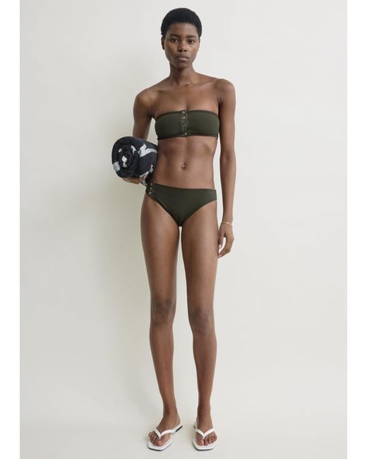 Totême Green Ribbed Strapless Bikini Top