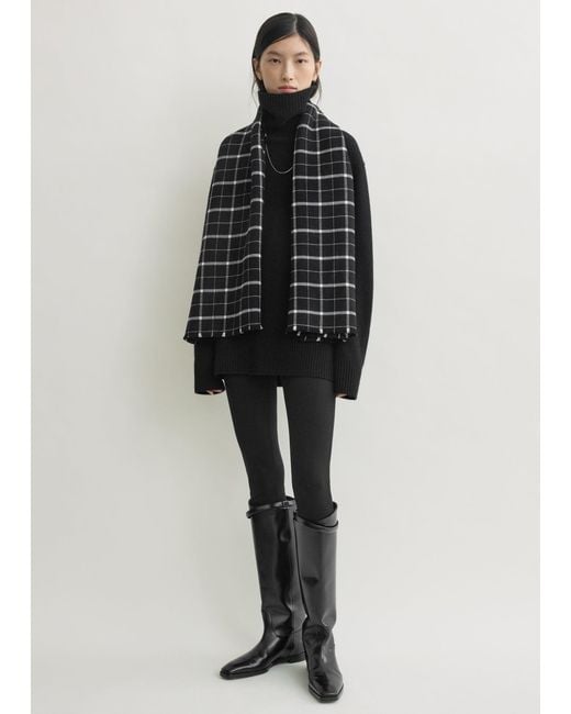 Totême Black Windowpane Scarf