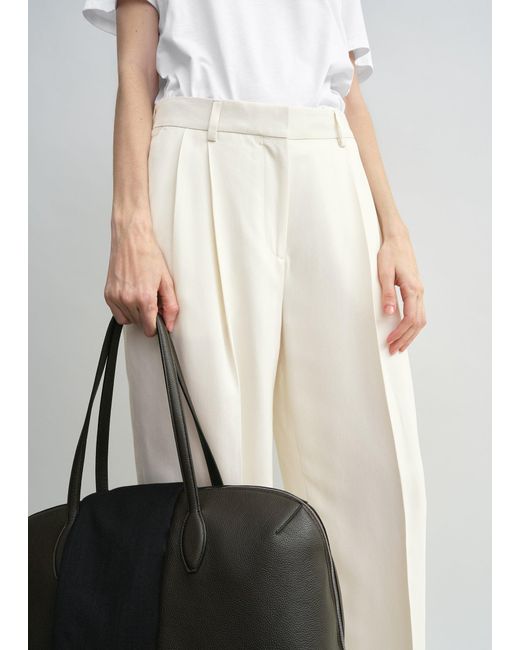 Totême White Double-Pleat Fluid Trousers