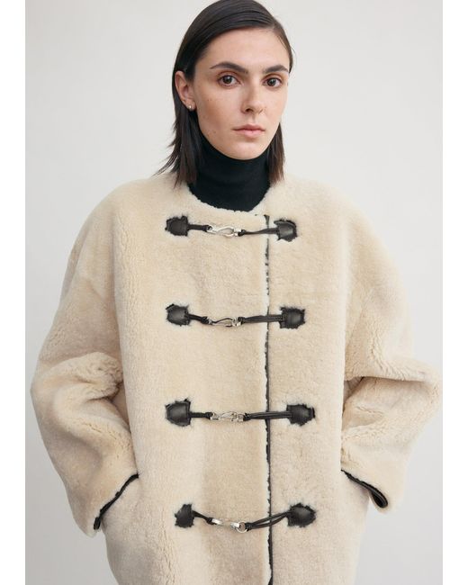 Totême Blue Teddy Shearling Clasp Jacket