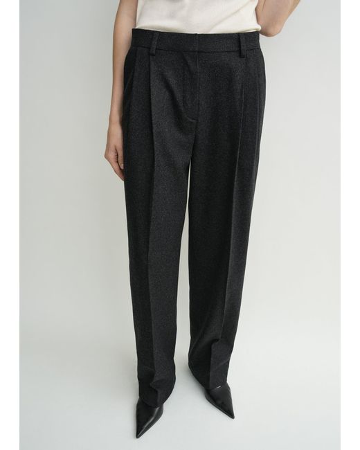 Totême Gray Double-Pleat Winter Trousers Charcoal