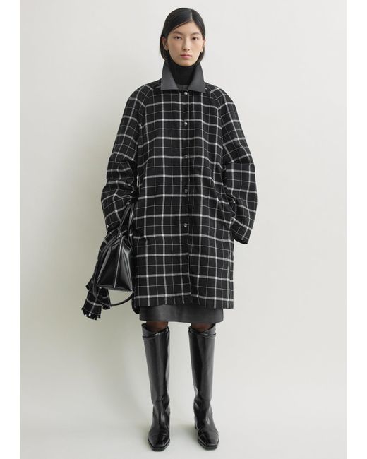 Totême Black Windowpane Country Coat