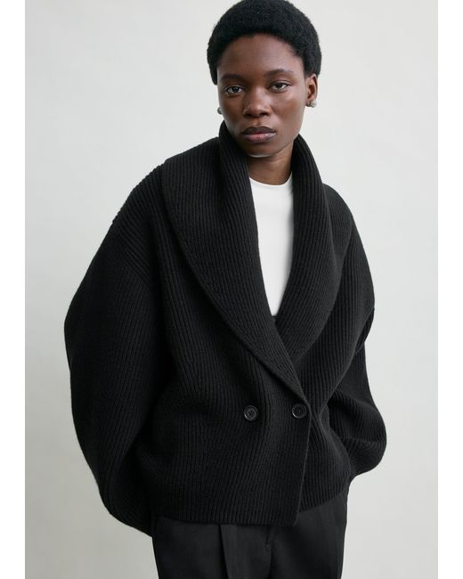 Totême  Black Shawl-Lapel Cardigan