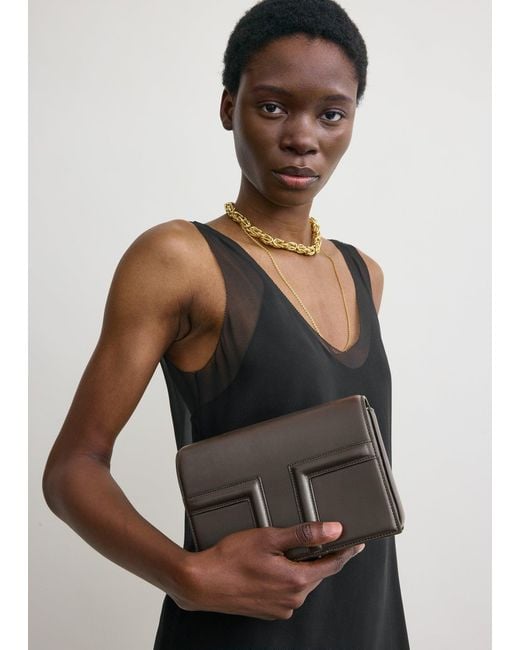 Totême  Black Mini T-Flap Leather Bag